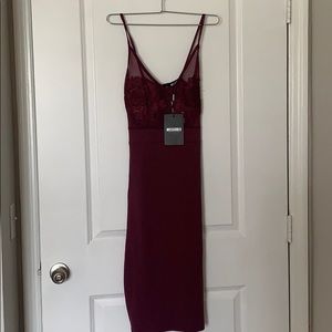 Maroon midi dress